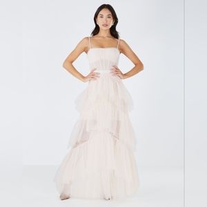 Bcbg MaxAzria OLY TIERED RUFFLE TULLE EVENING GOWN